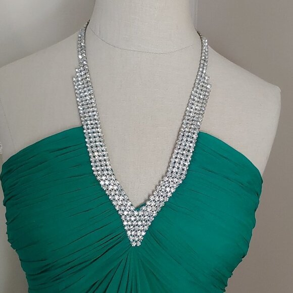 Vintage Silk Diamond Jeweled Halter Niteline Dress Formal Evening Cocktail Party - Picture 4 of 9